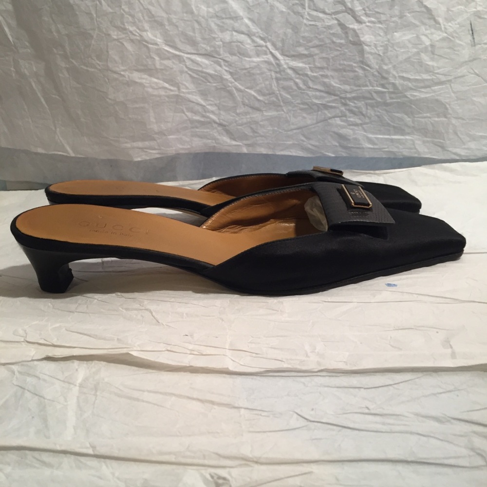 GUCCI BLACK SATIN MULES SZ-7.5 - Picture 4 of 8